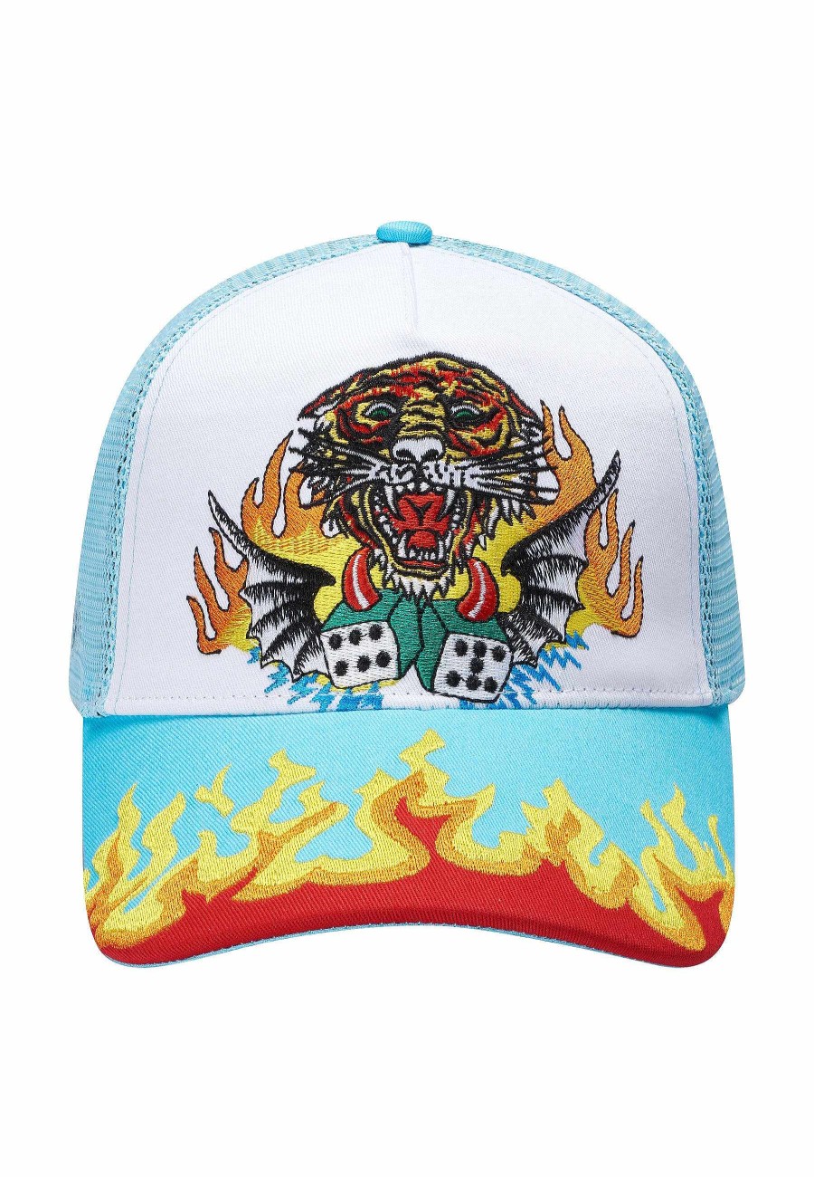 Ed Hardy Uni Tiger-Dice Twill Front Mesh Trucker Cap