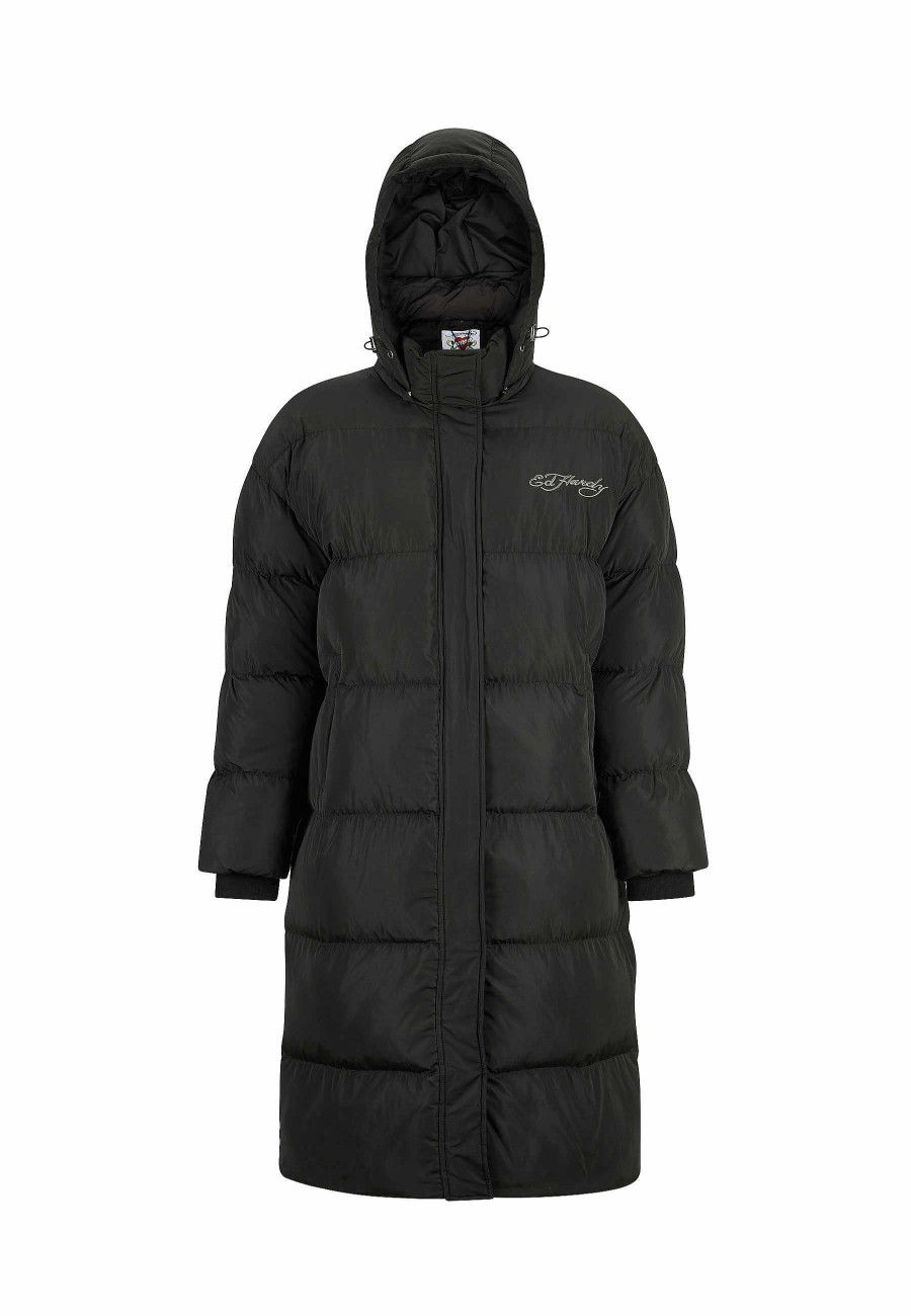 Ed Hardy Mens Death Or Glory Longline Puffa Jacket