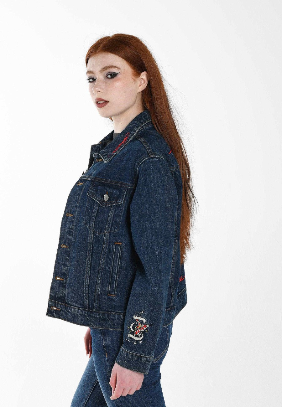 Ed Hardy Womens Love Is Mystery Denim Jacket