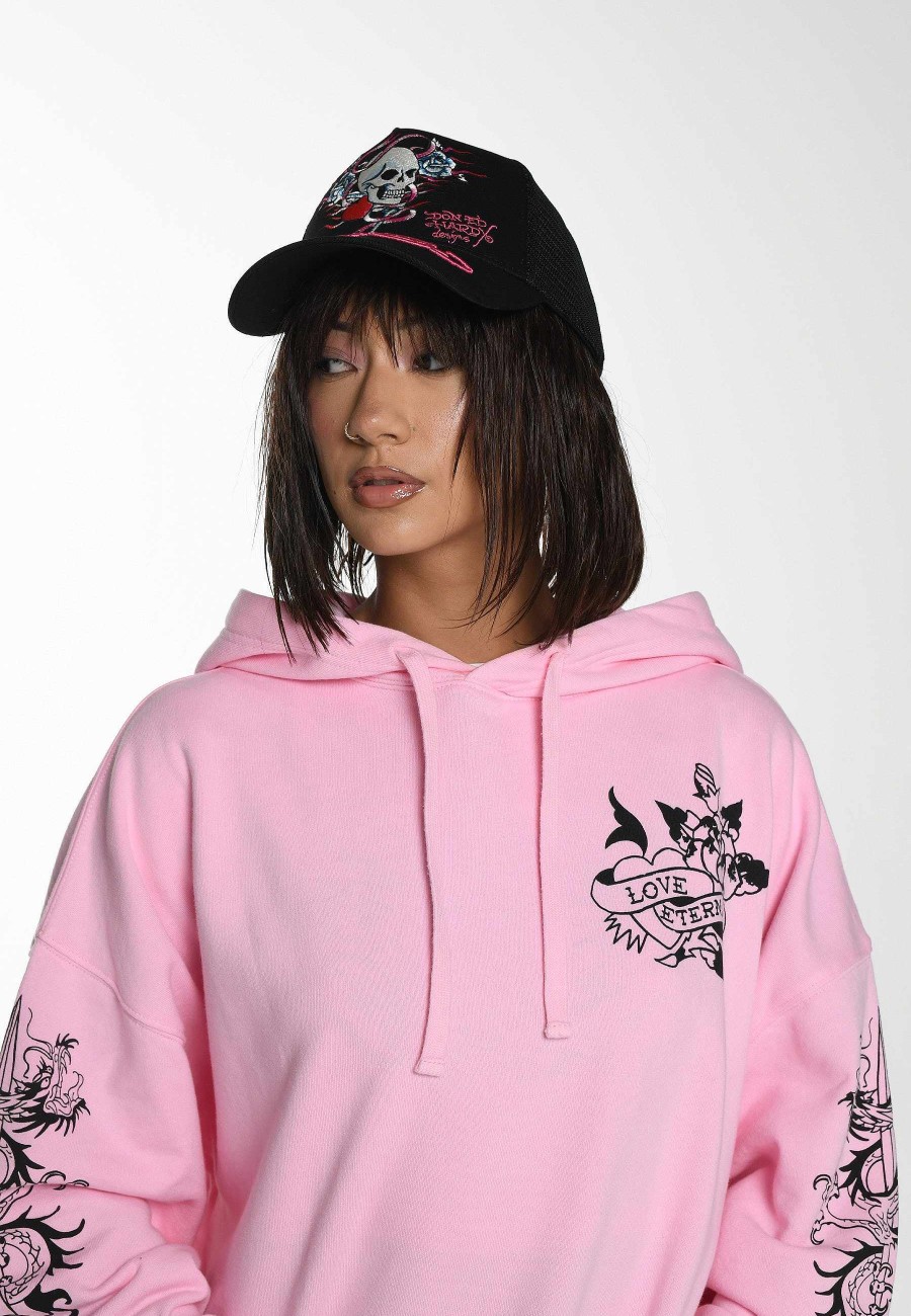 Ed Hardy Uni Love-Wrapped Twill Front Mesh Trucker