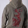 Ed Hardy Mens Nu-Dragon Back Hooded Jumper - Olive