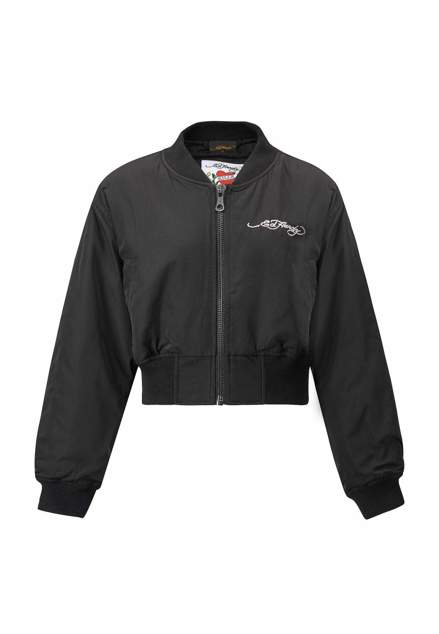 Ed Hardy Womens City Night Cropped Bomber Jacket