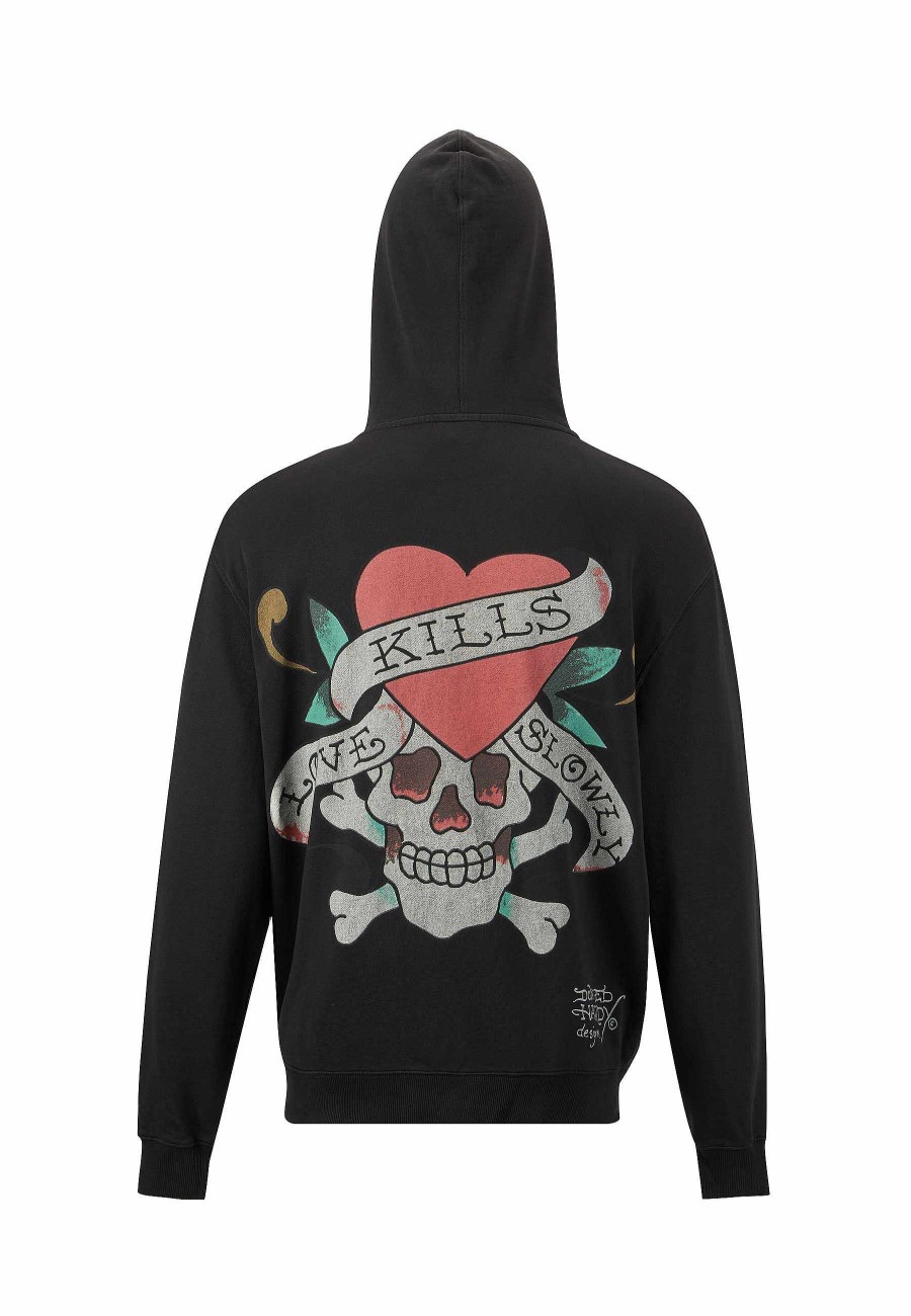 Ed Hardy Mens Love Kills Slowly Zip Through Hoodie