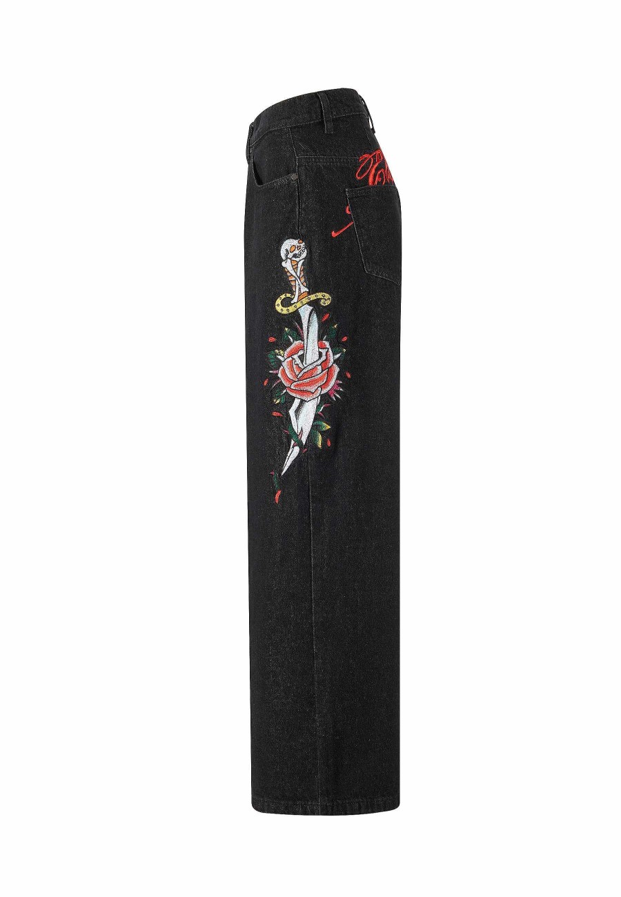 Ed Hardy Womens Love Kills Xtra Oversized Denim Trousers Jeans