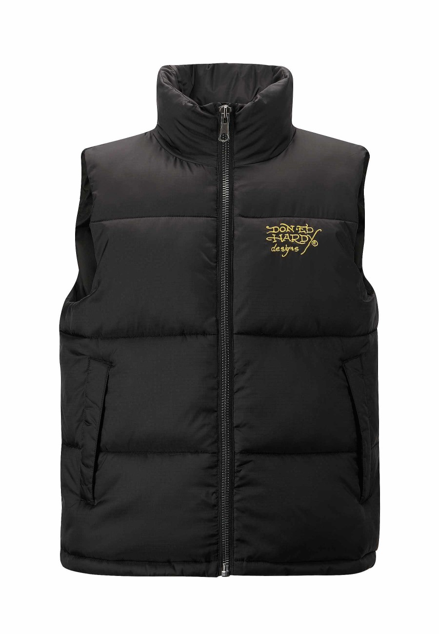 Ed Hardy Mens Tiger-Head-Gillet Puffer Jacket