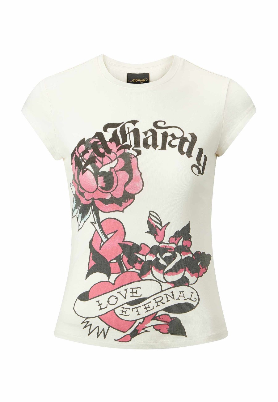 Ed Hardy Womens Love Eternal Cap Sleeve Tshirt Top
