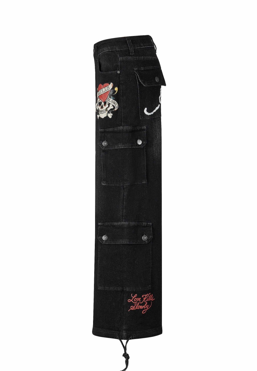 Ed Hardy Womens Love-Kills Cargo Trousers Jeans
