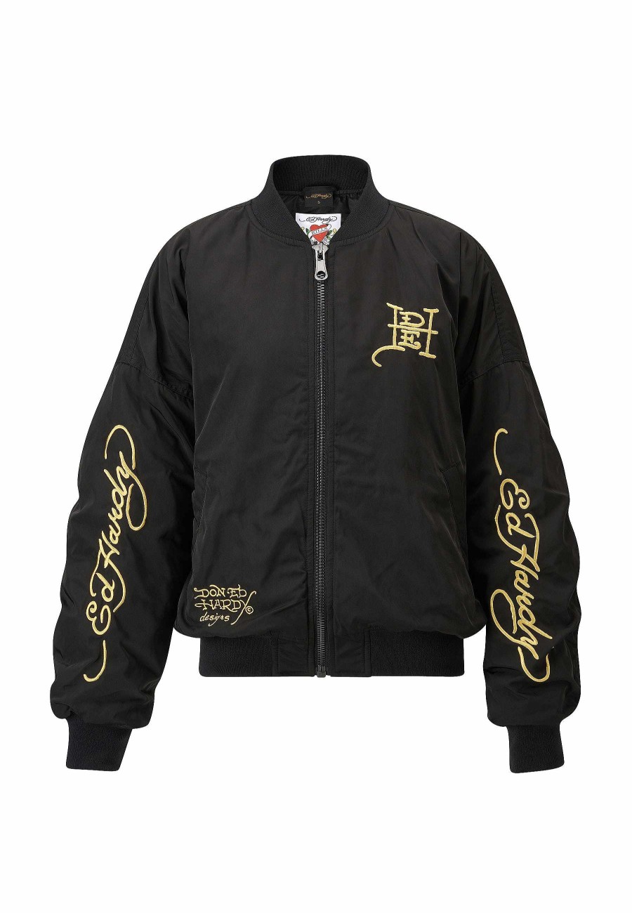 Ed Hardy Womens La-Tiger-Roar Bomber Jacket