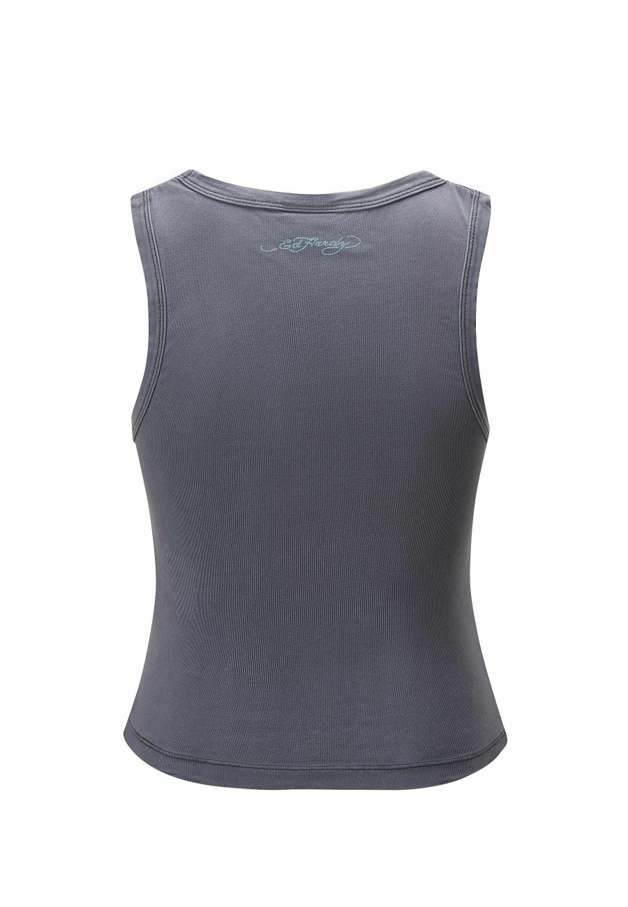 Ed Hardy Womens Vibrant Dragon Cropped Vest