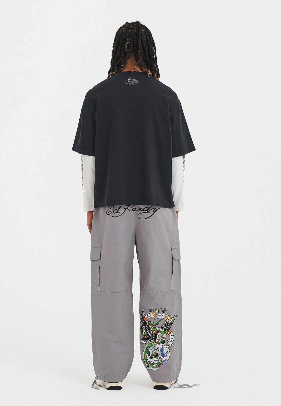 Ed Hardy Mens Death & Dishonour Double Sleeve Relaxed Tshirt