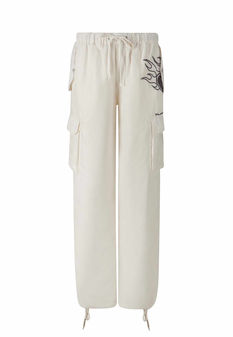 Ed Hardy Womens Live Fast Cargo Trousers - White