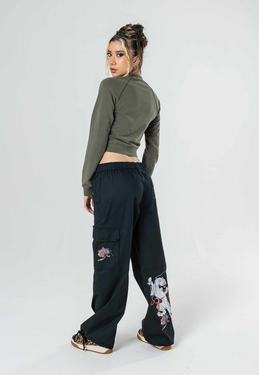 Ed Hardy Womens Love-Kills Slowly Cropped Crew Neck Sweatshirt
