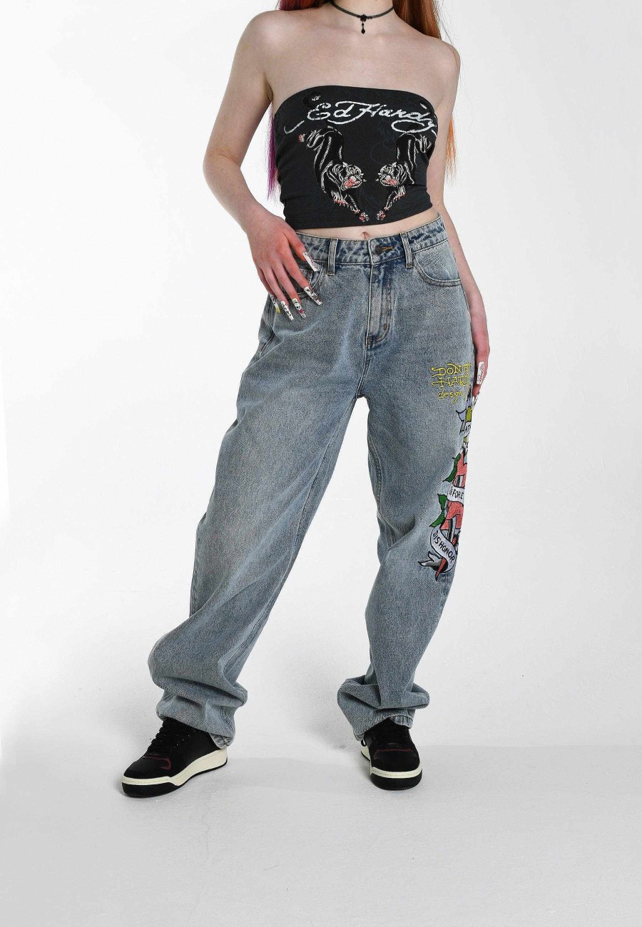 Ed Hardy Womens Double-Panther Bandeu Top