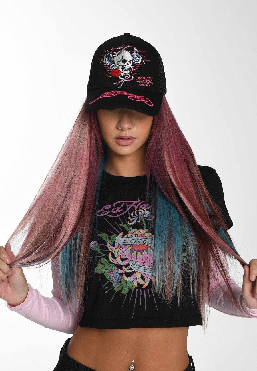 Ed Hardy Uni Love-Wrapped Twill Front Mesh Trucker
