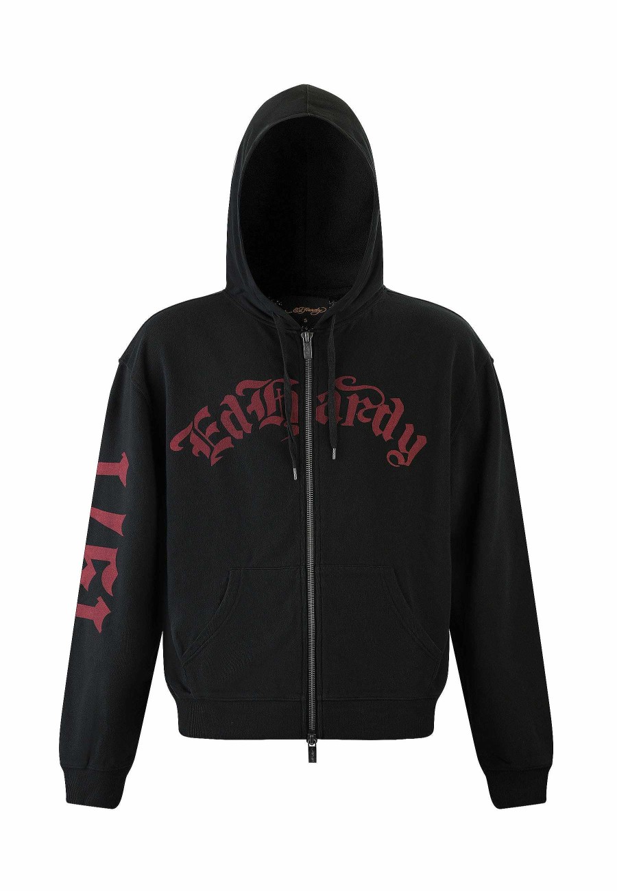 Ed Hardy Mens Absract Love Kills Slowly Graphic Zip Thru Hoodie