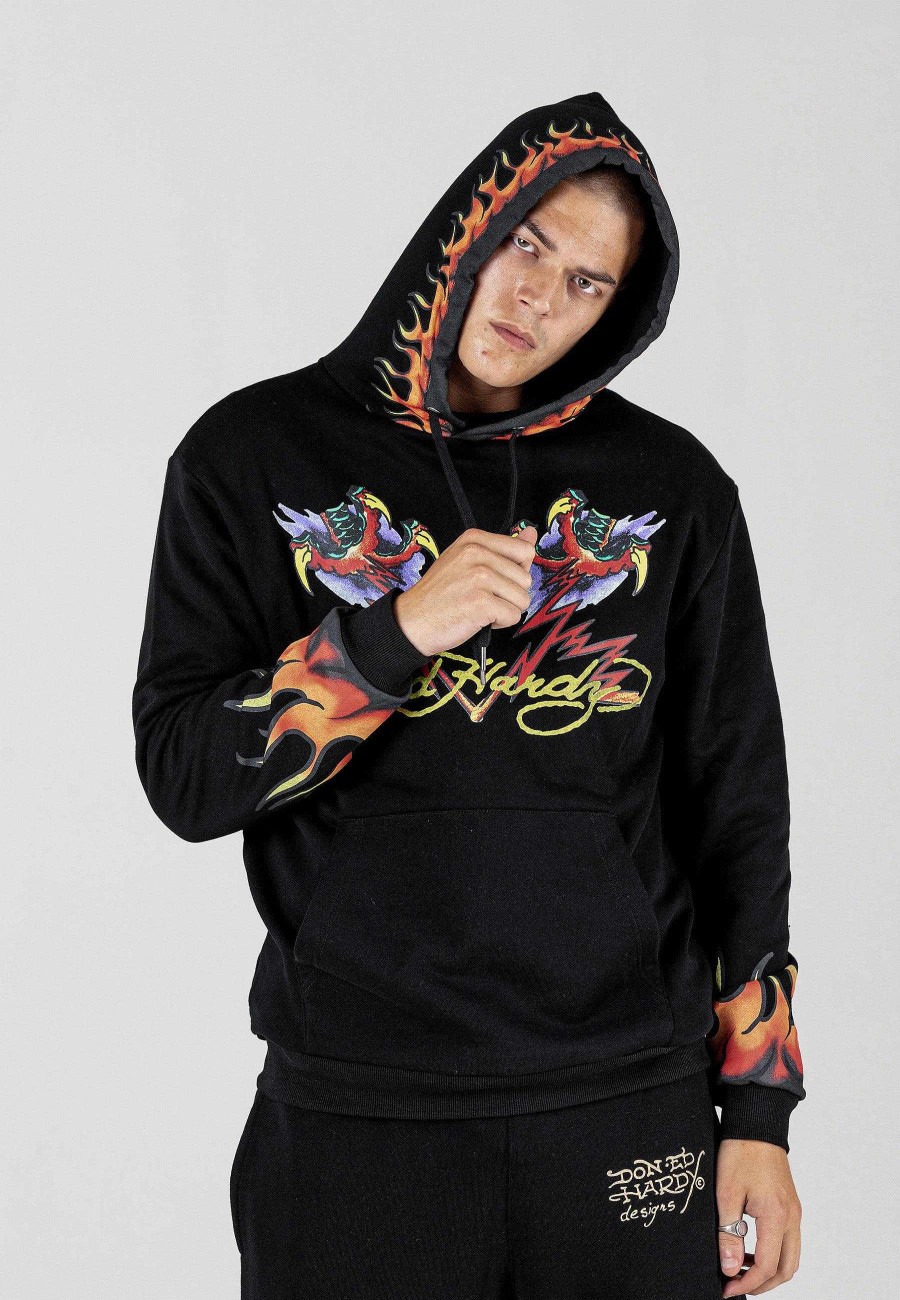 Ed Hardy Mens Lightning-Fire Graphic Hoodie