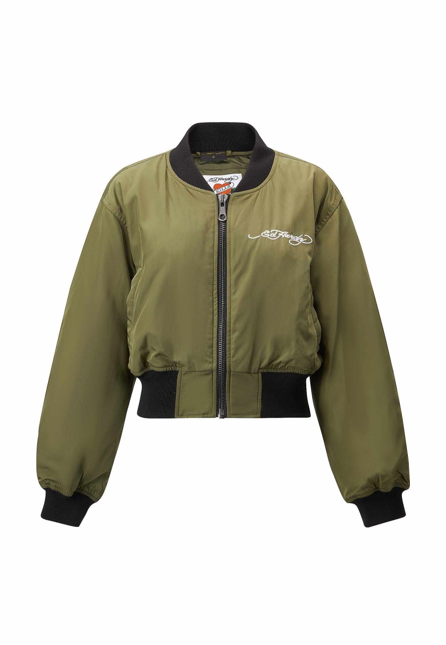 Ed Hardy Womens City Night Cropped Bomber Jacket