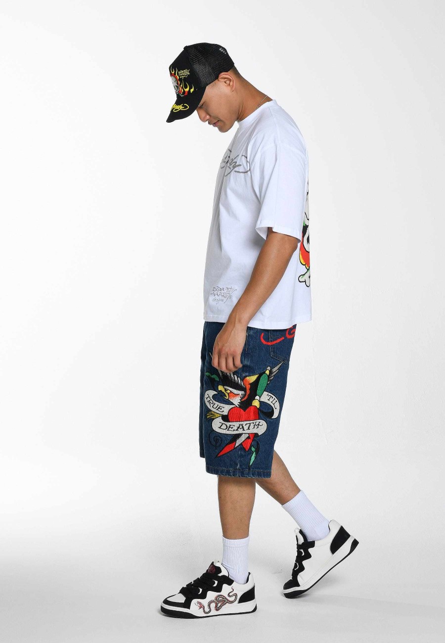 Ed Hardy Mens True Till Death Denim Jorts Shorts